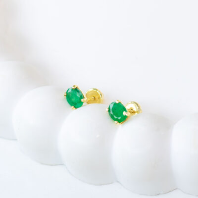 TOPITOS ESMERALDA CORTE OVAL ORO 18K
