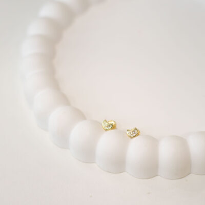 Topitos luna con piedras oro 18k
